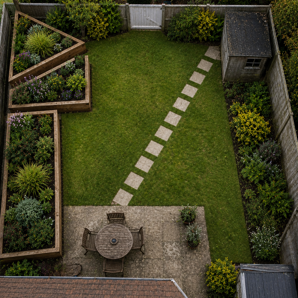 Design of a garden using straight lines